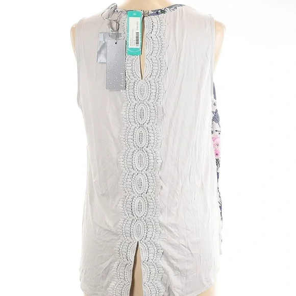 NWT Daniel Rainn Floral Sleeveless Top, lace embellishment - Multicolor - Picture 2 of 4